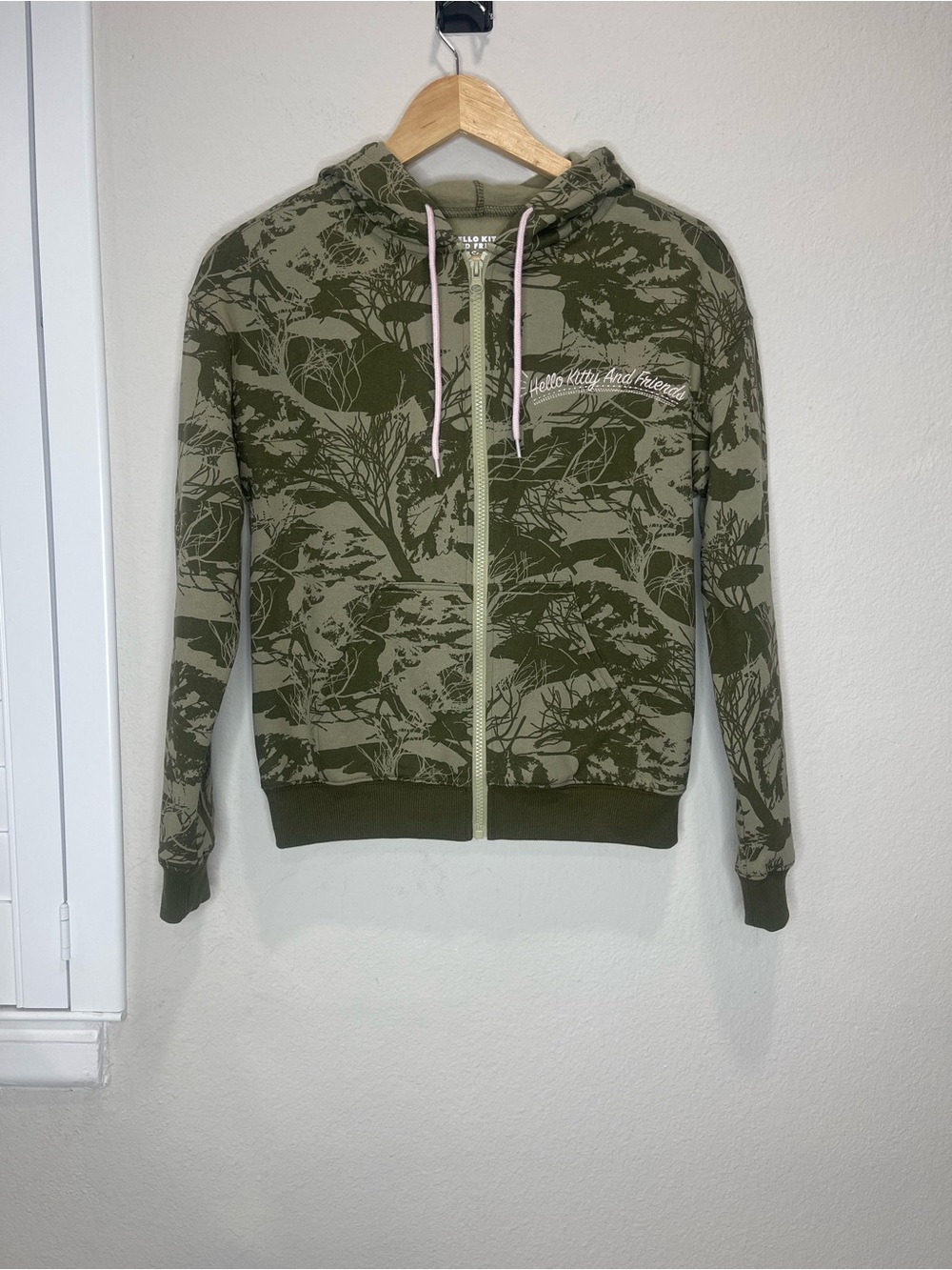 Sanrio Green Woodland Camo Full Zip Hoodie Hello Kitty & Friends
